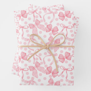 Feuille De Papier Cadeau Rubans roses et points