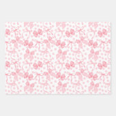 Feuille De Papier Cadeau Rubans roses et points (Devant)