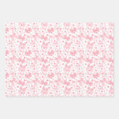 Feuille De Papier Cadeau Rubans roses et points rose foncé (Devant 2)