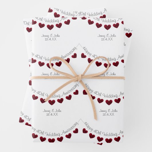 Feuille De Papier Cadeau Ruby 40e anniversaire mariage mari & femme (En situation)
