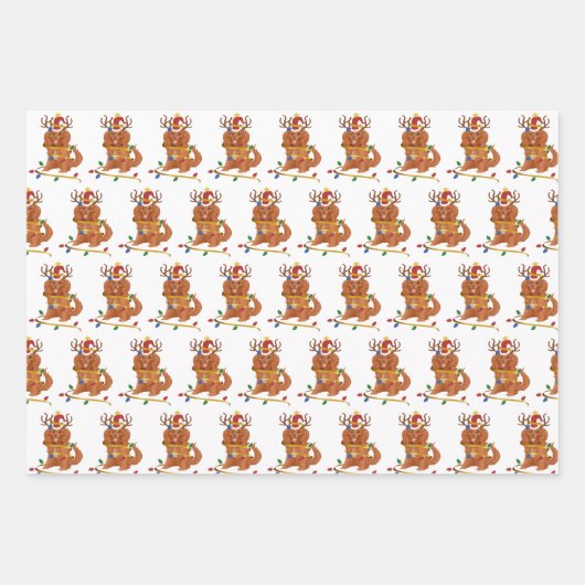 Feuille De Papier Cadeau Ruby Cavalier King Charles Noël (Devant 3)