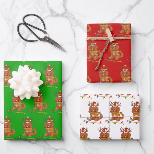 Feuille De Papier Cadeau Ruby Cavalier King Charles Noël  (Recto)