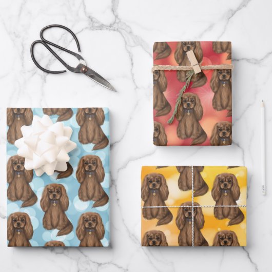 Feuille De Papier Cadeau Ruby Cavalier King Charles Spaniel (Recto)