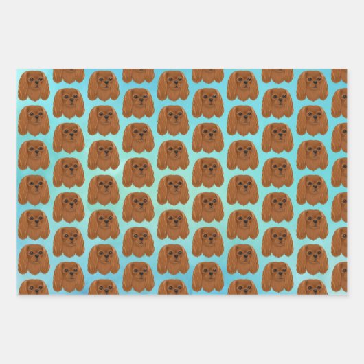 Feuille De Papier Cadeau Ruby Cavalier King Charles Spaniel  (Devant)