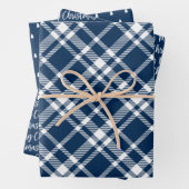 Feuille De Papier Cadeau Russe Blue Tartan Plaid Joyeux Noël (En situation)