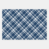 Feuille De Papier Cadeau Russe Blue Tartan Plaid Joyeux Noël (Devant)