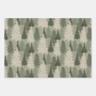 Feuille De Papier Cadeau Russe Moderne Green Sage Pine Forest
