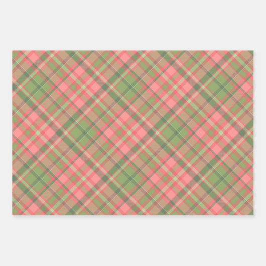 Feuille De Papier Cadeau Russe Noël Plaid Rouge et Vert (Devant 3)