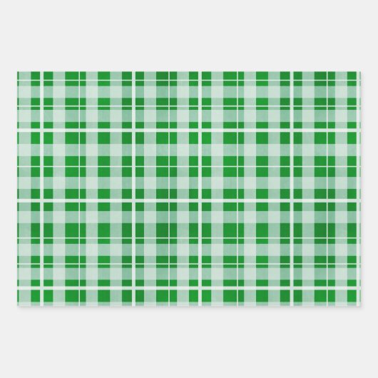 Feuille De Papier Cadeau Russe Noël Plaid Rouge et Vert (Devant 2)