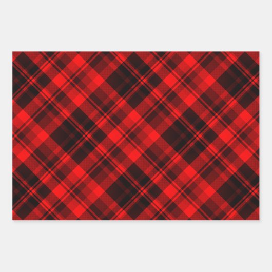 Feuille De Papier Cadeau Russe Noël Plaid Rouge et Vert (Devant)