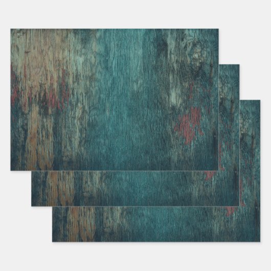 Feuille De Papier Cadeau Russe Pays Grain de bois Turquoise (Lot)