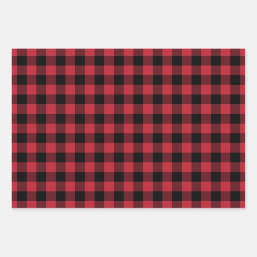 Feuille De Papier Cadeau Russe Red Buffalo Plaid Joyeux Noël (Devant)