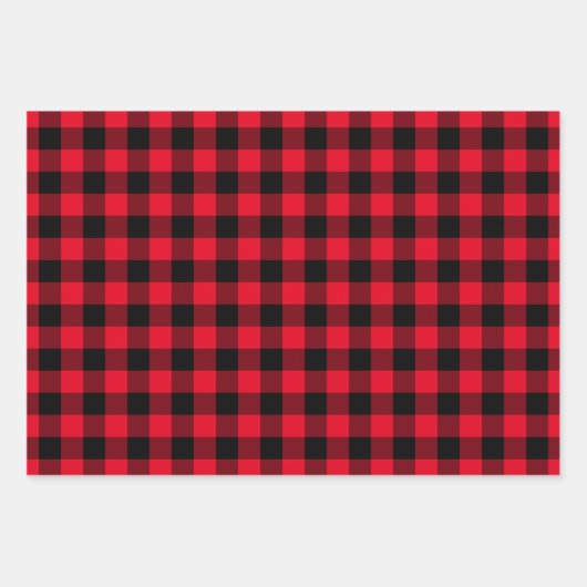 Feuille De Papier Cadeau Russe Red Buffalo Plaid Joyeux Noël (Devant)