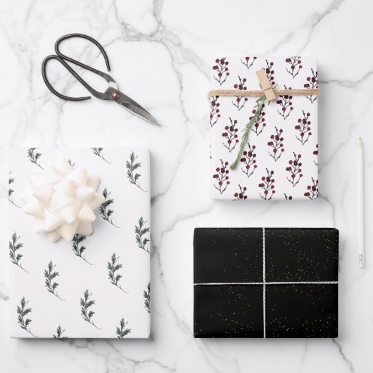 Feuille De Papier Cadeau Russe Winter Boughs Holiday (Recto)