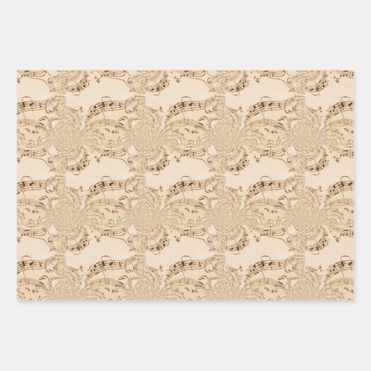Feuille De Papier Cadeau Rustic Antique Musical Notes (Devant)