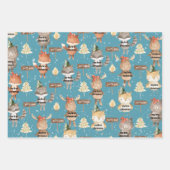 Feuille De Papier Cadeau Rustic Blue Baby First Christmas Animals Add Name (Devant 3)