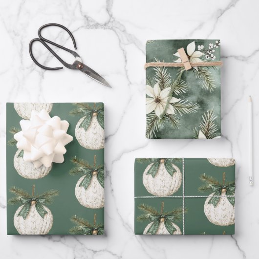 Feuille De Papier Cadeau Rustic Brown Cream Green Ornament Christmas   (Recto)