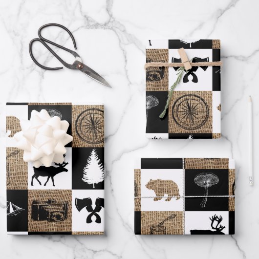 Feuille De Papier Cadeau Rustic Camping Extérieur Aventure (Recto)