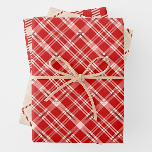Feuille De Papier Cadeau Rustic Country Chic Cream & Red Mixed Plaid