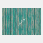 Feuille De Papier Cadeau Rustic Ggreen Blue Wood Nom personnalisé Cadeau (Devant 3)