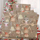Feuille De Papier Cadeau Rustic Kraft Baby First Christmas Animaux Ajouter