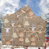 Feuille De Papier Cadeau Rustic Kraft Baby First Christmas Animaux d'hiver