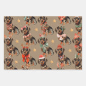 Feuille De Papier Cadeau Rustic Kraft Dachshunds fête de Noël (Devant)