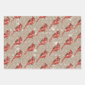Feuille De Papier Cadeau Rustic Kraft Red Cardinal Birds & Ilex Berries (Devant)