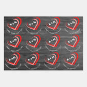 Feuille De Papier Cadeau Rustic Wood Joyeux Valentin`s Day Heart (Devant 3)