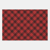 Feuille De Papier Cadeau Rustique Aquarelle Plaid Motif Rouge Vert & Marine (Devant)