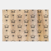 Feuille De Papier Cadeau Rustique Bois Joyeux CHRISTmas Nativité Chrétiens (Devant 2)
