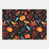 Feuille De Papier Cadeau Rustique Citrouille d'automne 3 ensembles (Devant)