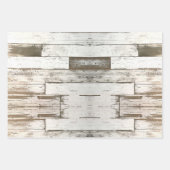 Feuille De Papier Cadeau rustique ferme de campagne grise blanc bois (Devant 3)