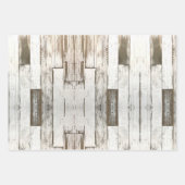 Feuille De Papier Cadeau rustique ferme de campagne grise blanc bois (Devant)