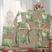 Feuille De Papier Cadeau Rustique Kraft Aquarelle Forêt Scènes Cadeau
