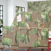 Feuille De Papier Cadeau Rustique Kraft Aquarelle Forêt Scènes Cadeau