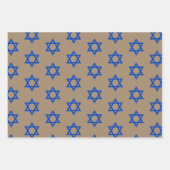 Feuille De Papier Cadeau Rustique Kraft Blue & White Star De David (Devant)