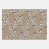 Feuille De Papier Cadeau Rustique Kraft Dusty Blue Winter Birds Nesting (Devant 3)