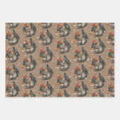 Feuille De Papier Cadeau Rustique Kraft Écureuil Occupé Cracer les noix de  (Devant 3)