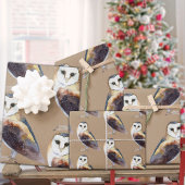Feuille De Papier Cadeau Rustique Kraft Elégant Barn Owl