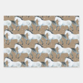 Feuille De Papier Cadeau Rustique Kraft Élégant Cheval blanc neige (Devant 2)