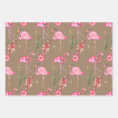 Feuille De Papier Cadeau Rustique Kraft Flamant rose rose Noël (Devant)