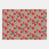 Feuille De Papier Cadeau Rustique Kraft Red Valentine Custom Dire Floral (Devant 2)