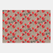 Feuille De Papier Cadeau Rustique Kraft Red Valentine Custom Dire Floral (Devant)