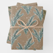 Feuille De Papier Cadeau Rustique Kraft Silver Blue Spruce Winter Greenery (En situation)