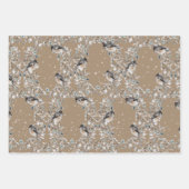 Feuille De Papier Cadeau Rustique Kraft Snowy Winter Birds Nidification (Devant 3)