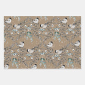 Feuille De Papier Cadeau Rustique Kraft Snowy Winter Birds Nidification (Devant 2)