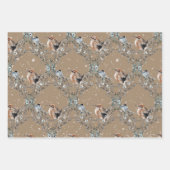 Feuille De Papier Cadeau Rustique Kraft Snowy Winter Birds Nidification (Devant)