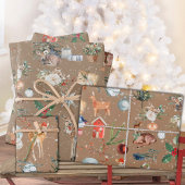 Feuille De Papier Cadeau Rustique Kraft Tout Noël