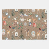 Feuille De Papier Cadeau Rustique Kraft Tout Noël (Devant)
